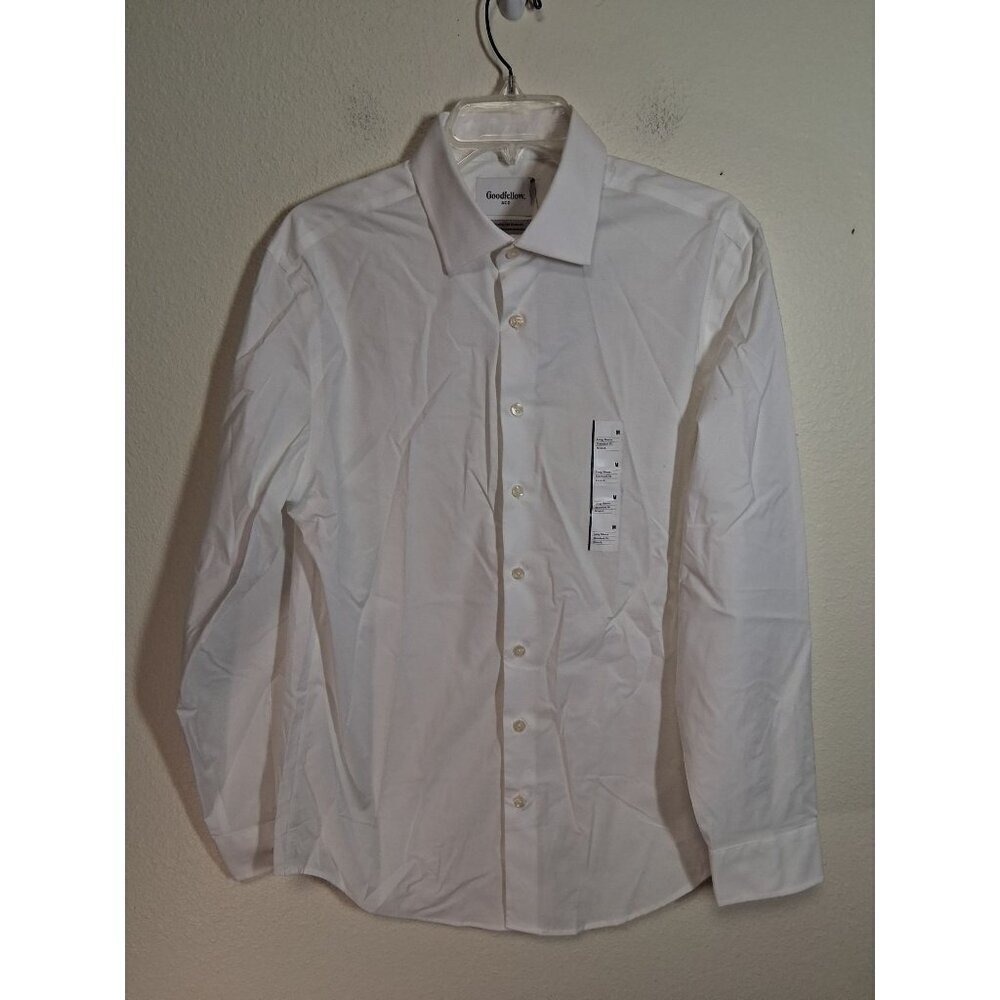 NWT Goodfellow Button Up Dress Shirt Business Casual Stretch White Medium